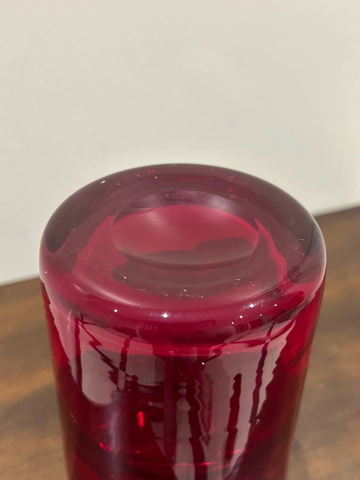 Whitefriars Ruby Red Glass Cylinder Vase Original Foil Label4
