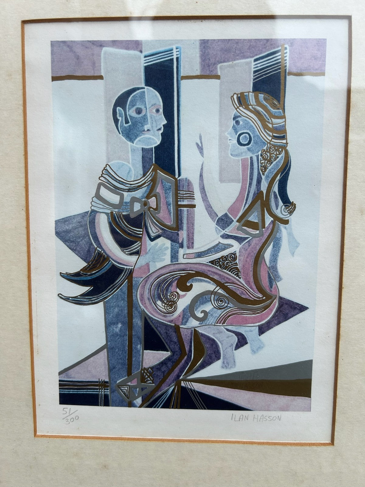 Pair of Israeli Artist Lithographs Framed Signed Vintage MidCentury2