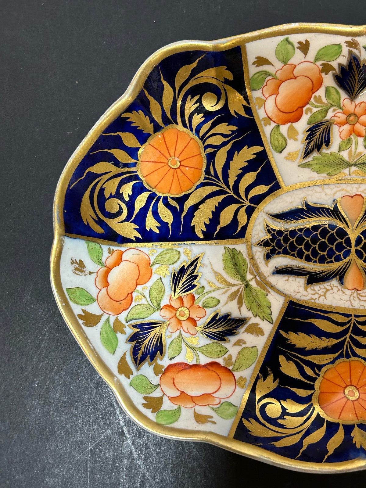 Antique English Porcelain Imari Oval Dish Old Japan Pattern Cobalt Gilt 26cm1