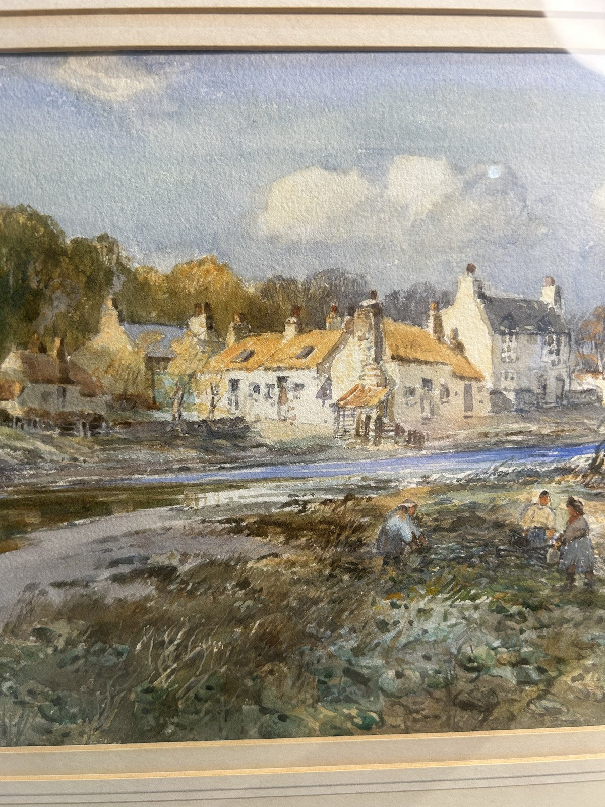 Antique Watercolour "A Tidal River" Holywell Dene Seaton Sluice5