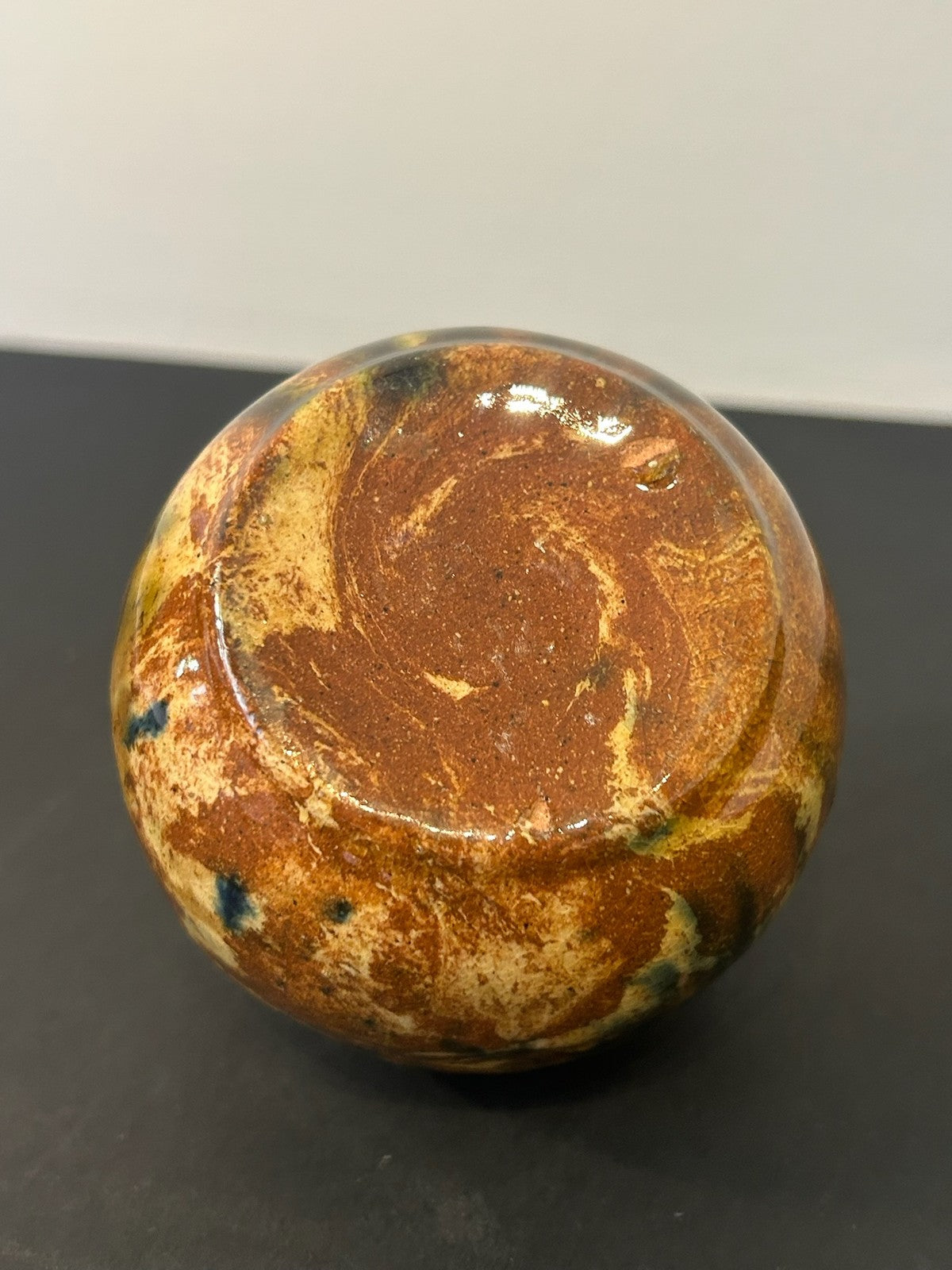 Antique 19th Century Pottery Beehive Money Box Knop Finial Mottled Treacle Glaze7