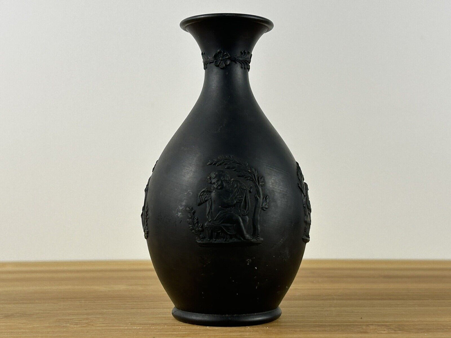 Wedgwood Black Basalt Bud Vase Jasperware 19th Century Early Example