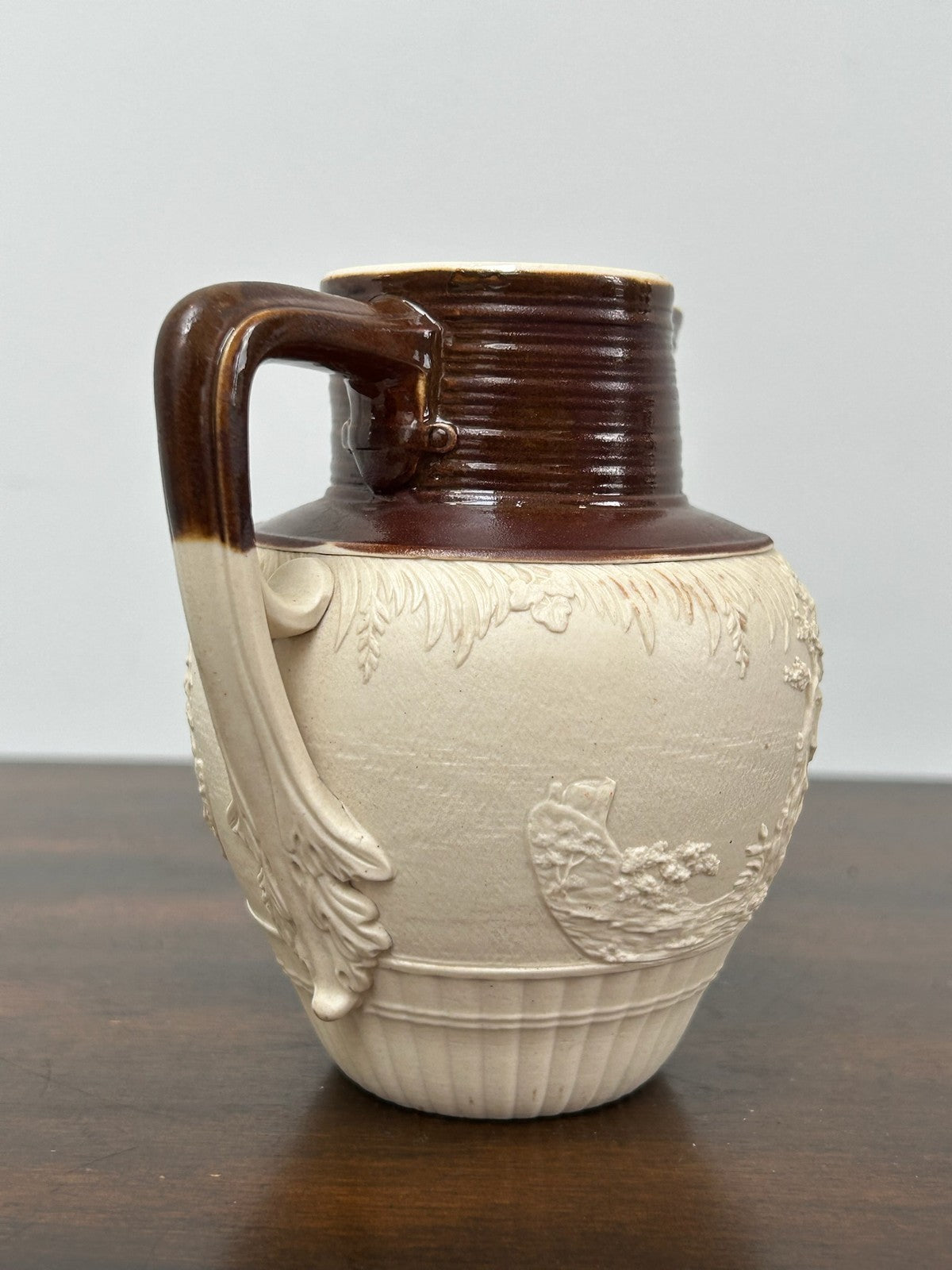 Antique Turner Stoneware Jug c1800 Sprigged Sporting Scene Georgian Drabware4