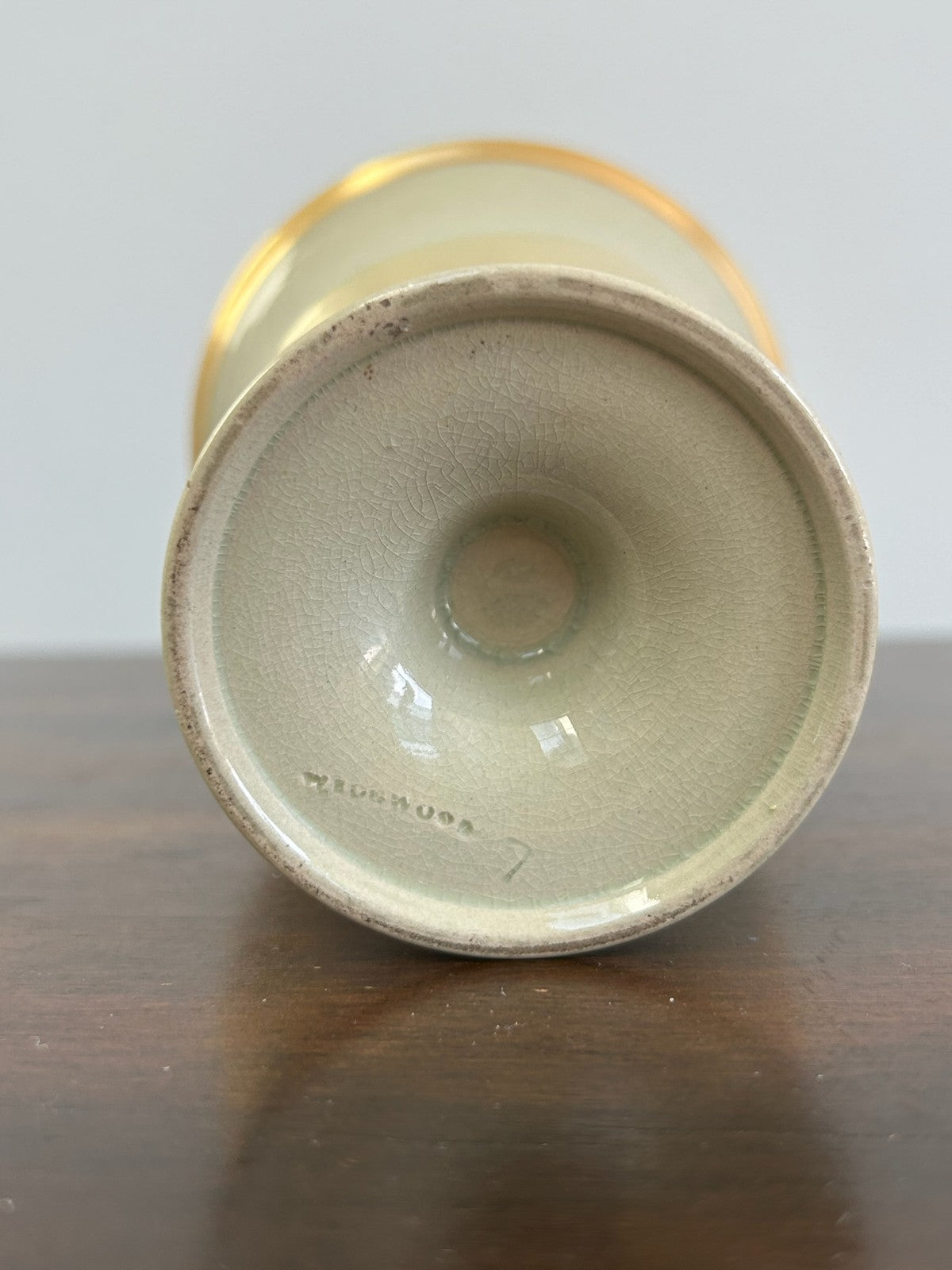 Wedgwood Drabware Cream & Gold Conical Vase Antique English Stoneware7