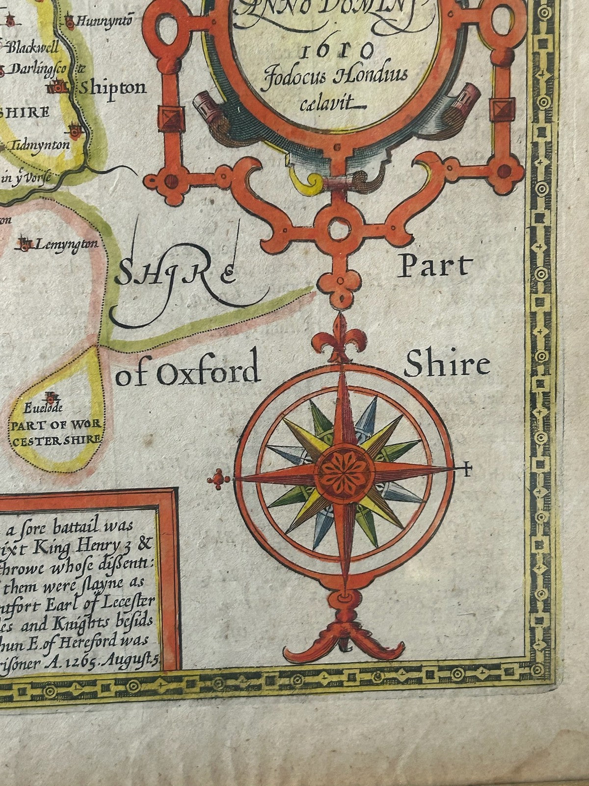 John Speed Worcestershire Map 1610 Hondius Sudbury Humble English Text Framed12