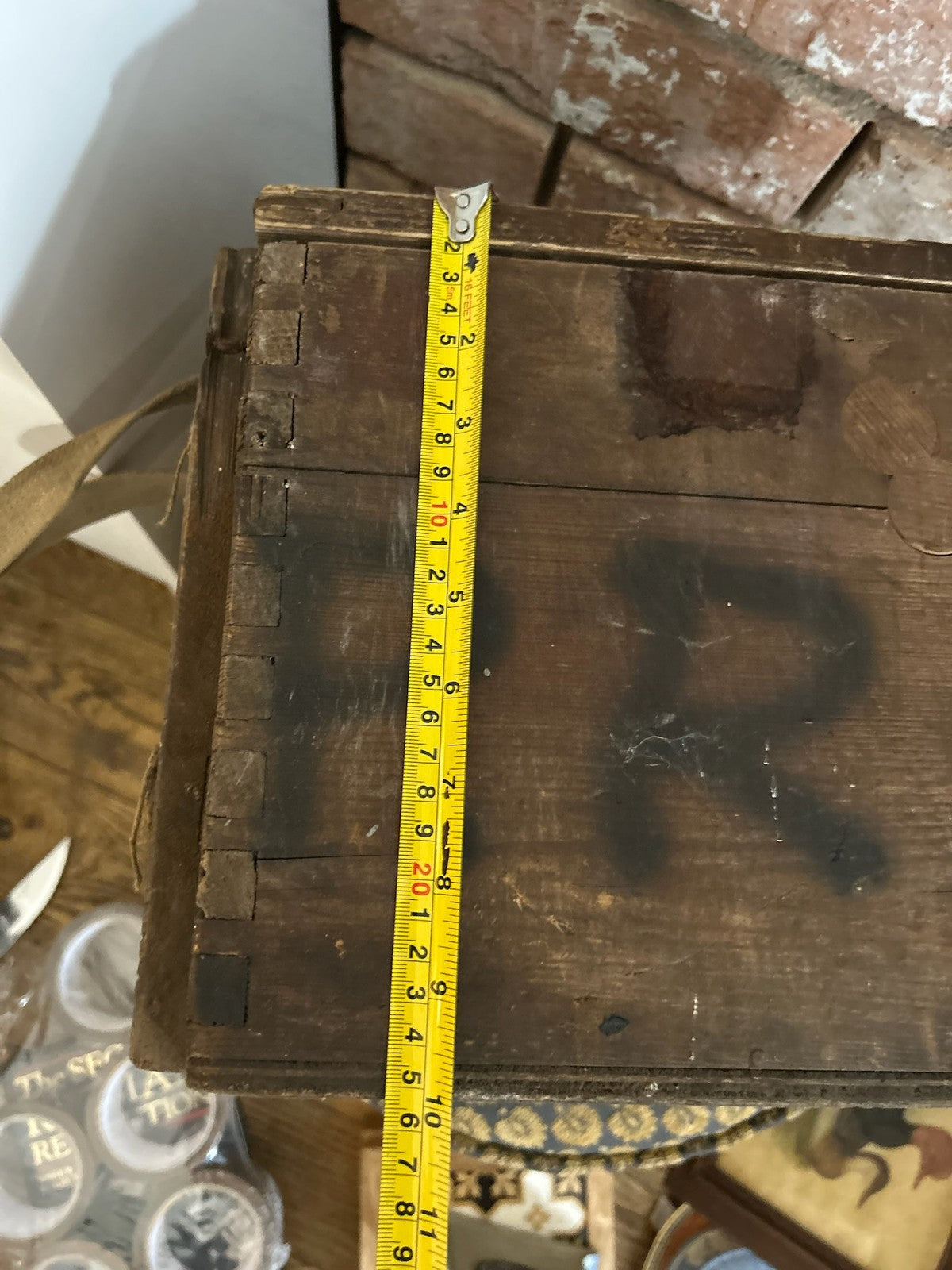 Vintage Wooden Crate Box Stencilled Letters 1951 Rustic Storage Industrial6