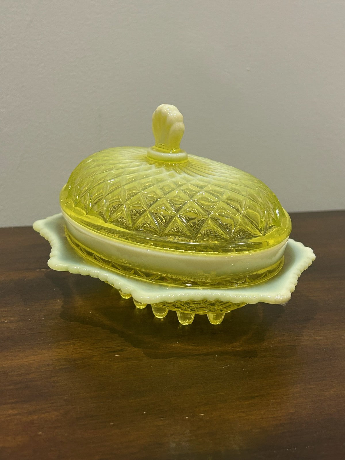 Davidson Primrose Pearline Uranium Glass Butter Cheese Dish Quilted Pillow Sham2