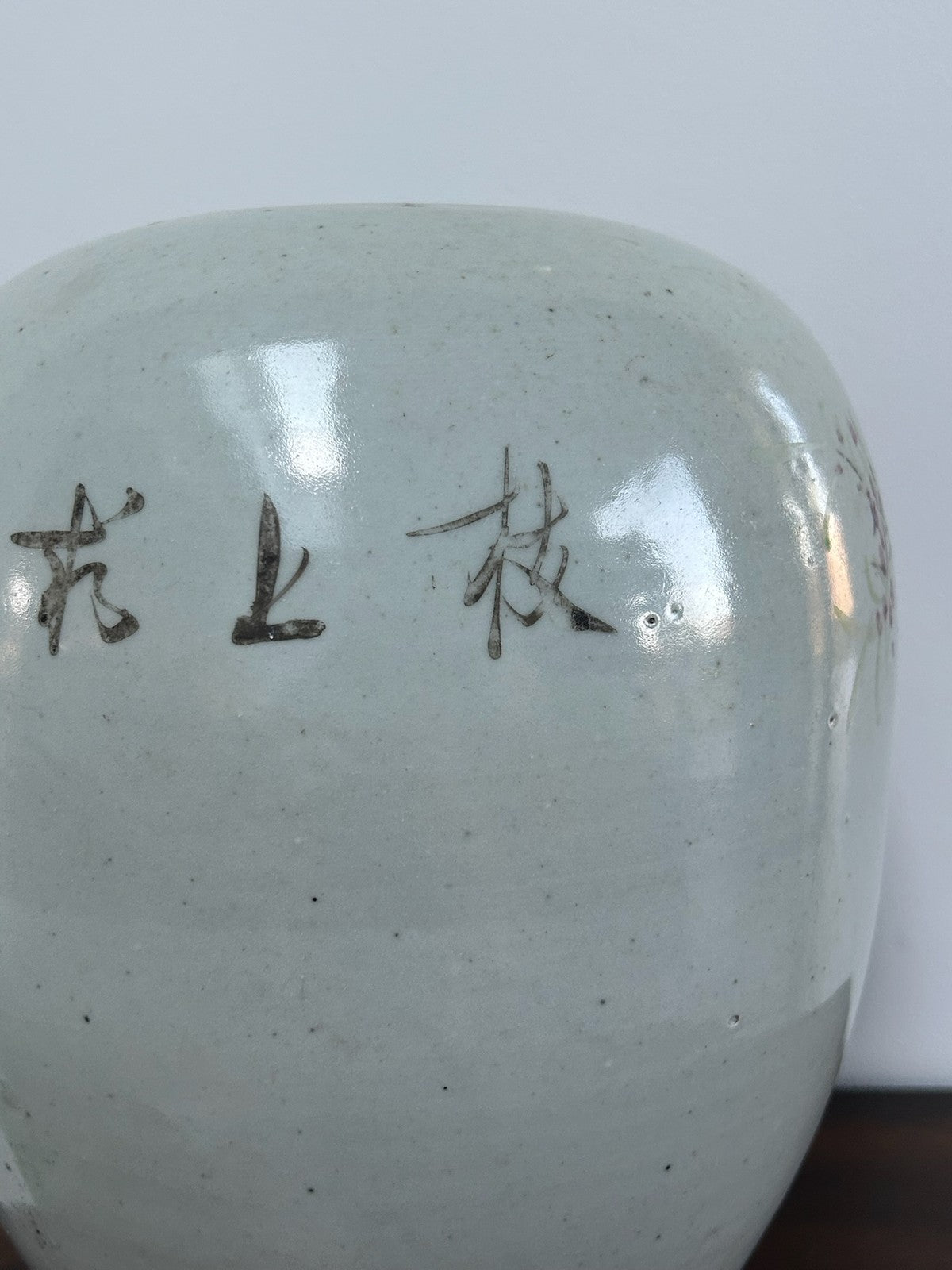 Chinese Famille Rose Porcelain Jar Bird Peony Calligraphy Seal Mark4