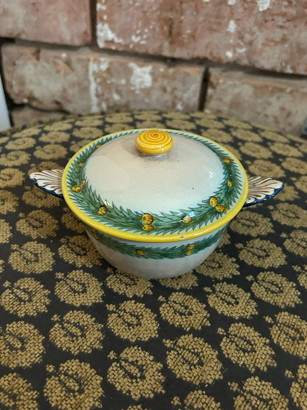 Cantagalli Florence Maiolica Lidded Tureen Dish Cockerel Mark Twin Handles3