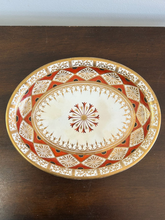 Early 19th Century Derby Porcelain Red & Gold Dish English Antique #5210