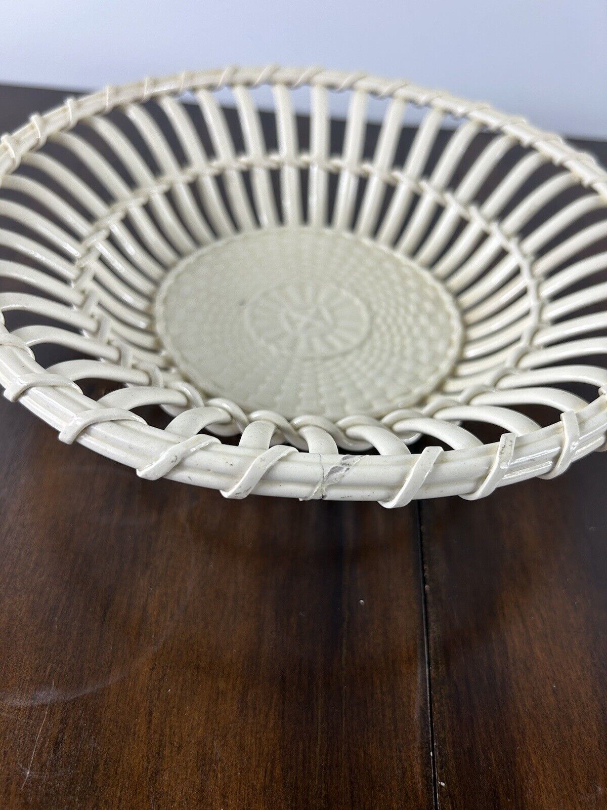 Antique Wedgwood Creamware Basket Weave Bowl - 19th Century