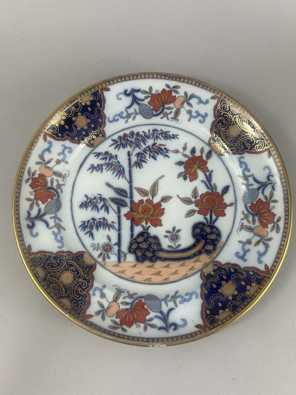 Davenport Stone China Imari Plate c1830 – 25cm Bamboo & Peony Design