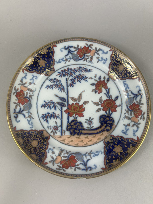 Davenport Stone China Imari Plate c1830 – 25cm Bamboo & Peony Design