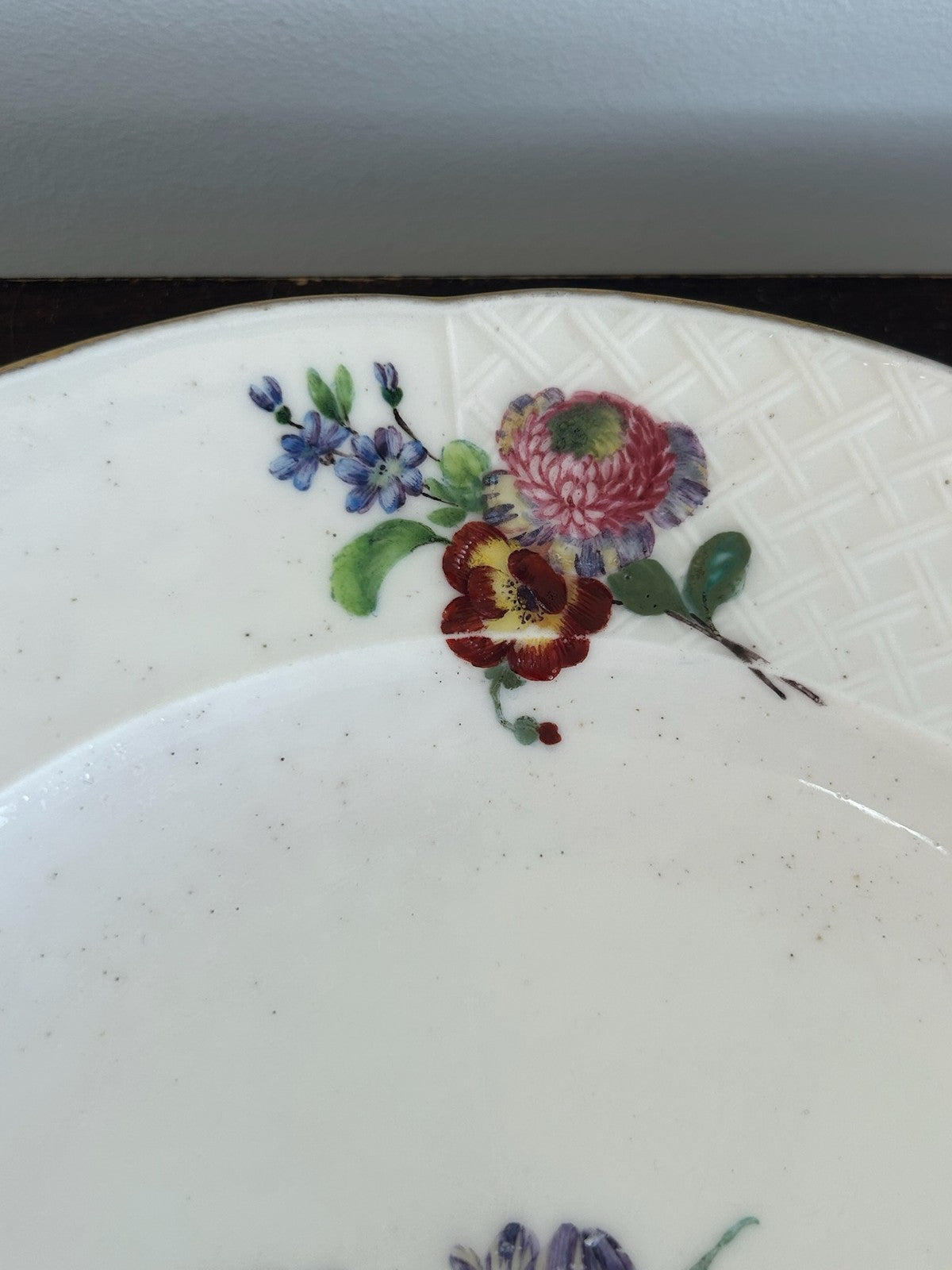 Sevres 18th C Hand Painted Floral Plate Blue 'N' Date Mark 1766 24cm3