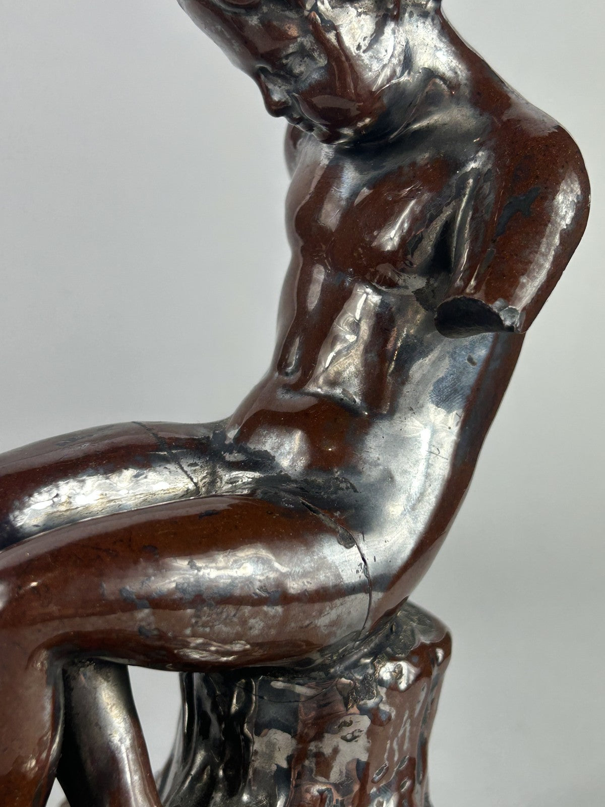 Early Staffordshire Silver Lustre Putti Figurine Pair, 18cm, Restored