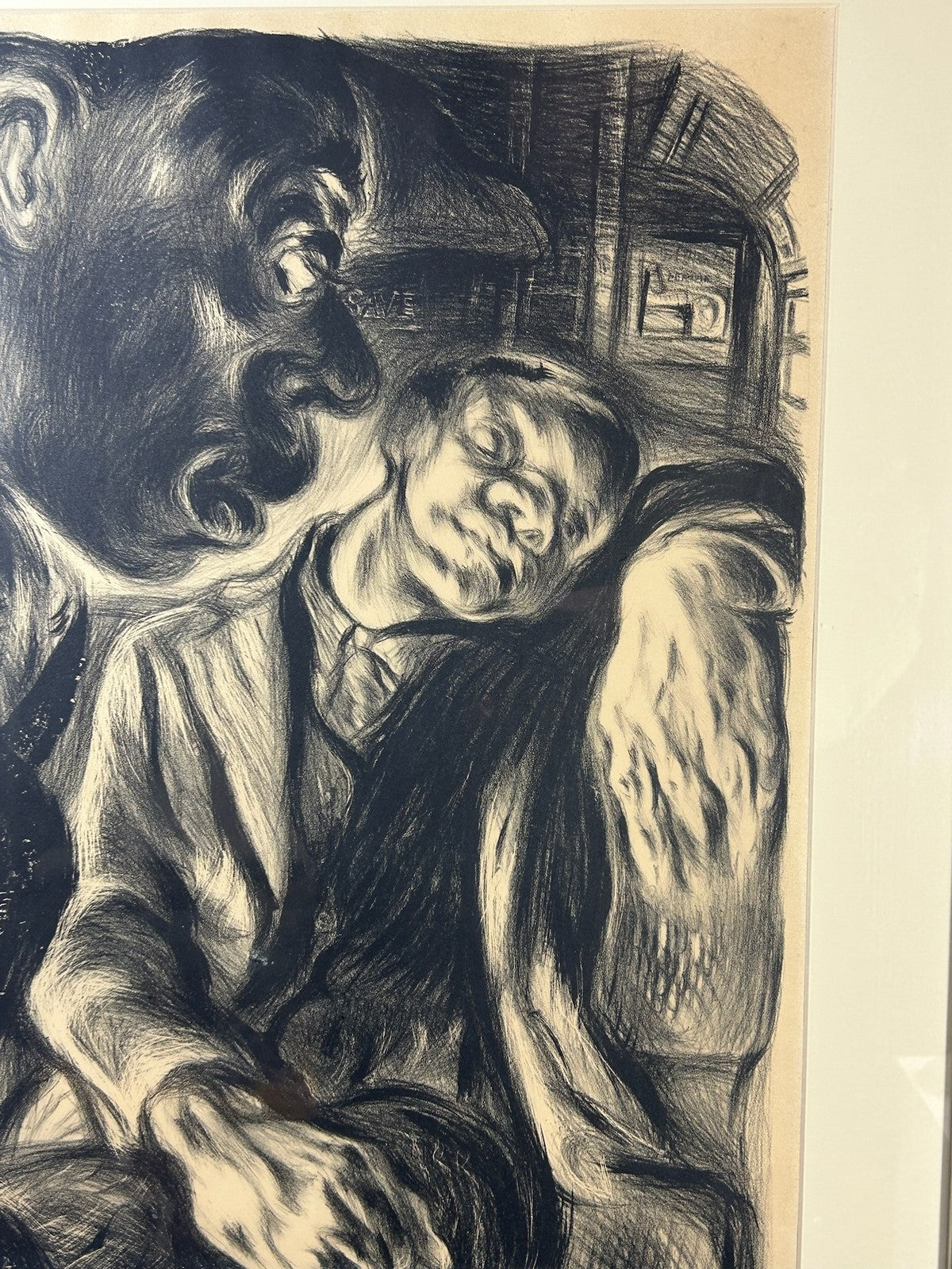 Nan Lurie Subway Scene Pencil Signed Lithograph 1930s WPA Federal Art Project2