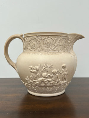 Turner Stoneware Jug 15cm Georgian c1800 Classical Relief Mask Spout Antique
