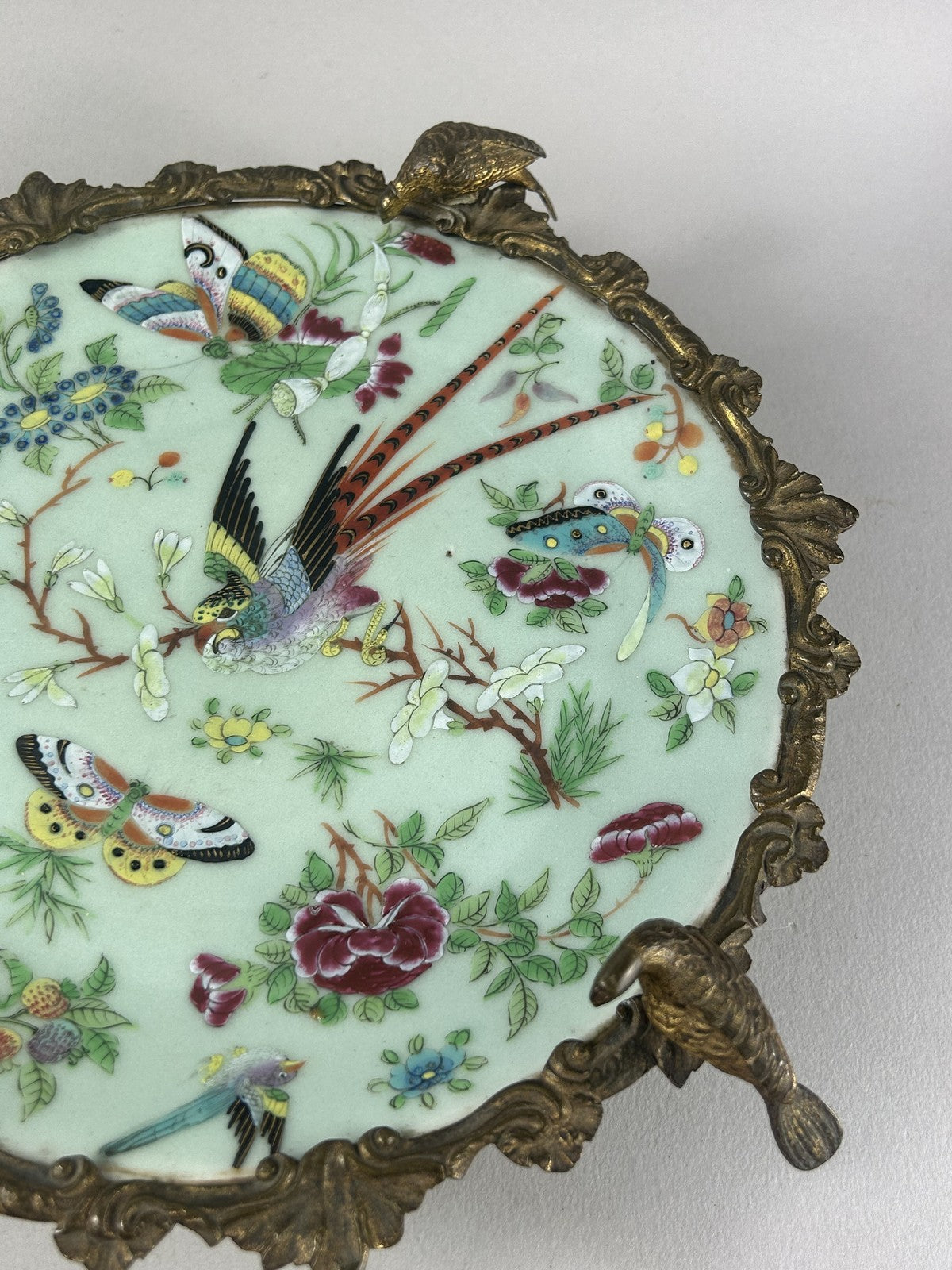 Antique French Ormolu Mounted Chinese Porcelain Centerpiece Dish