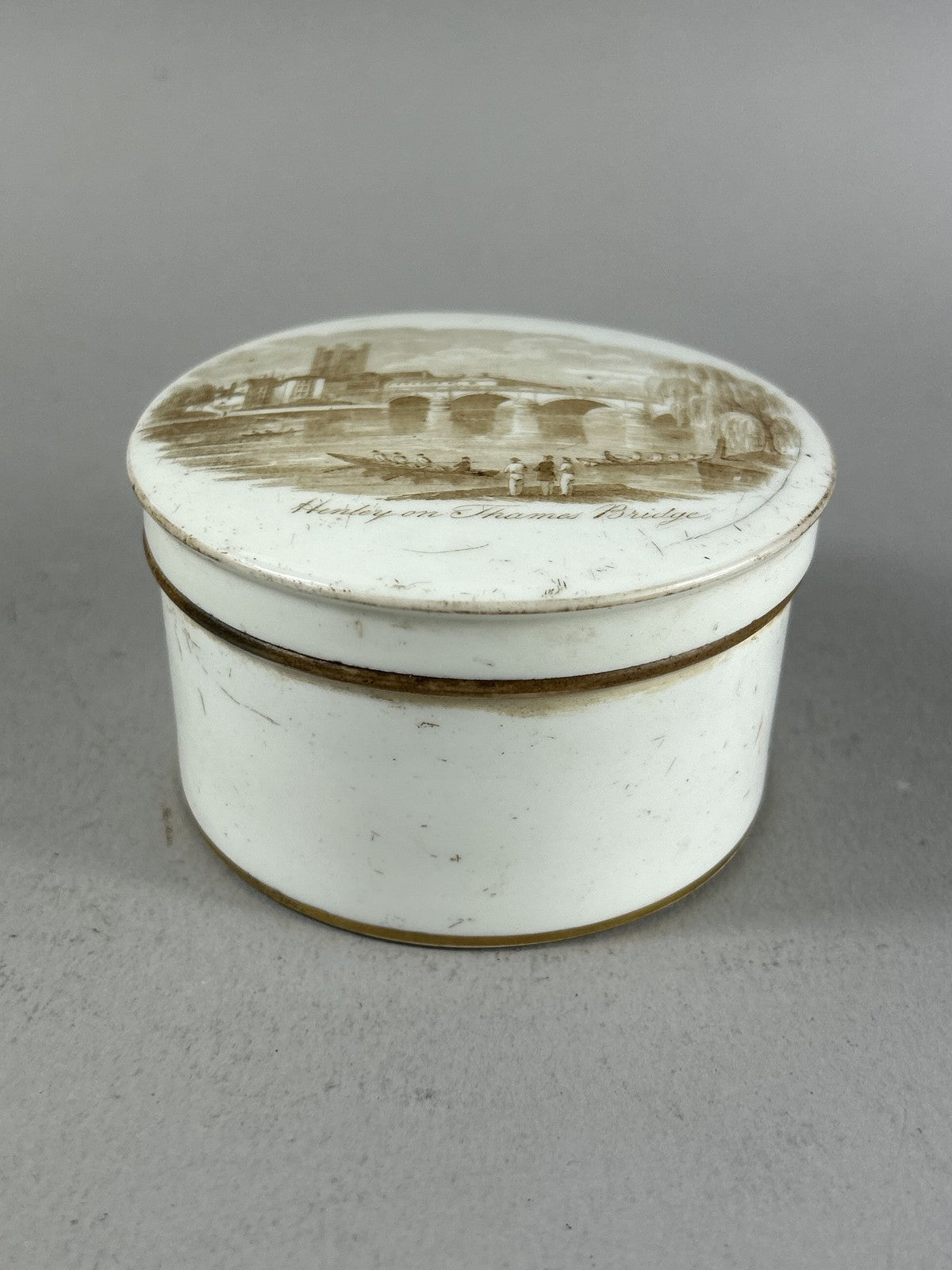 Palmer Early Porcelain Toothpaste Pot with Henley on Thames Bridge Scene