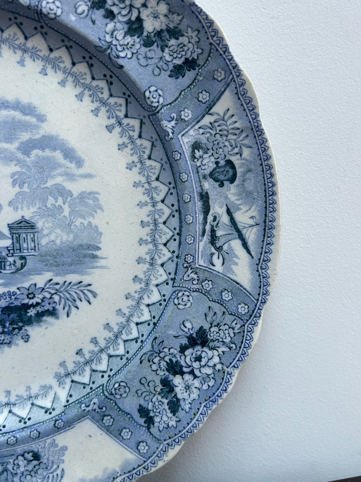 Antique Staffordshire Canova Plate Thomas Mayer Blue White Transferware c18304
