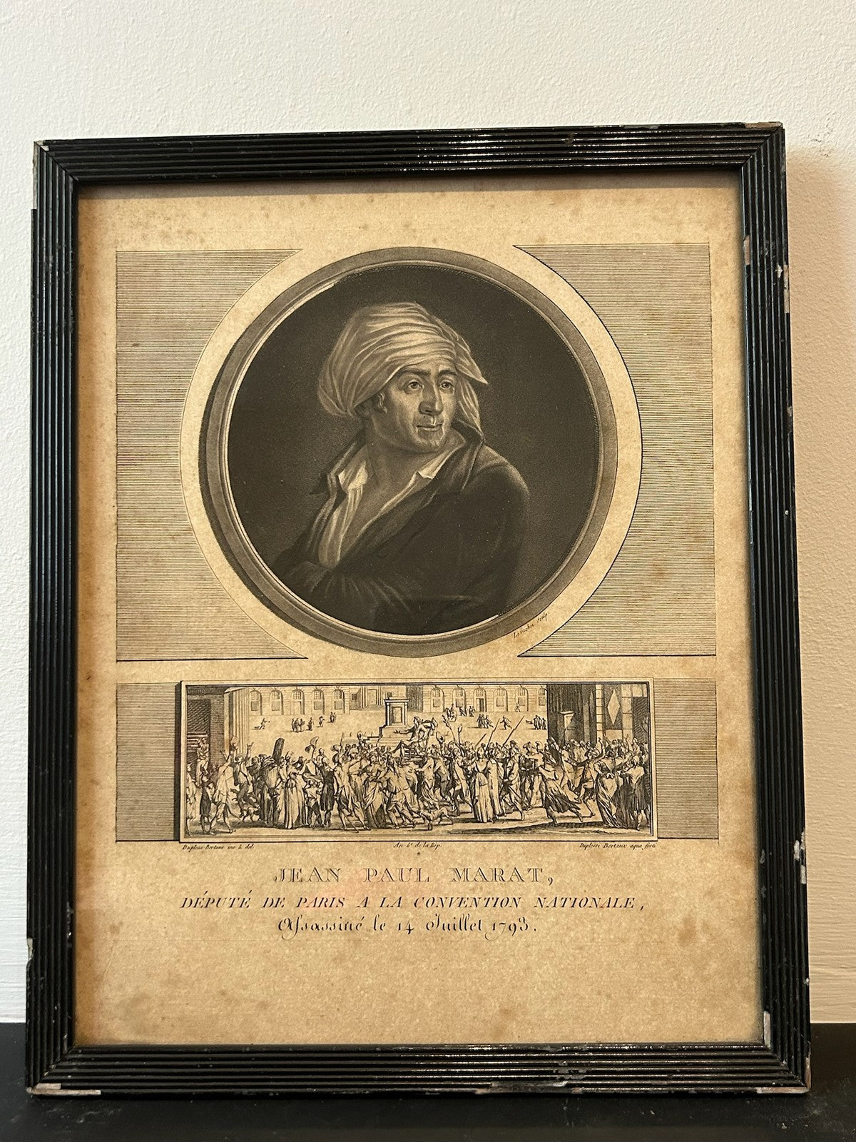 Jean Paul Marat French Revolution Aquatint Portrait Levachez 1798 Framed0