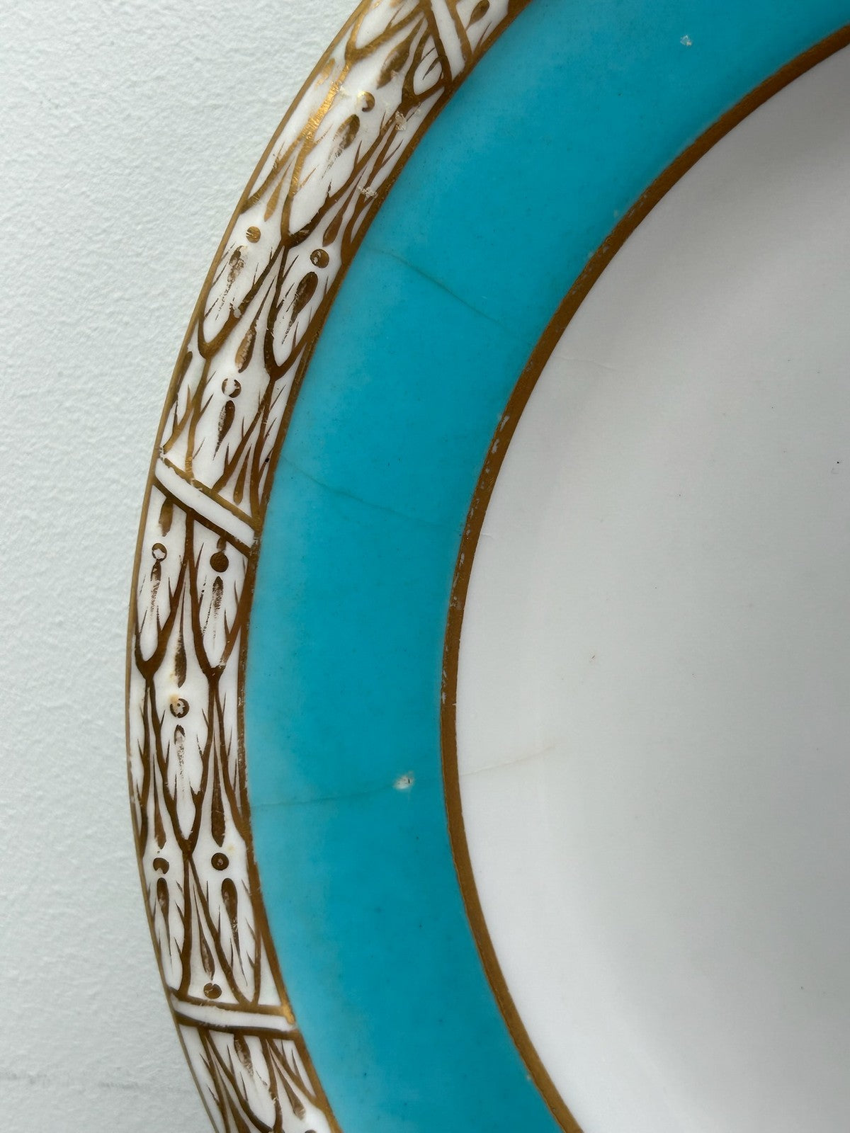 Royal Worcester Aesthetic Turquoise Gilt Armorial Cabinet Plate Stag Crest c18802