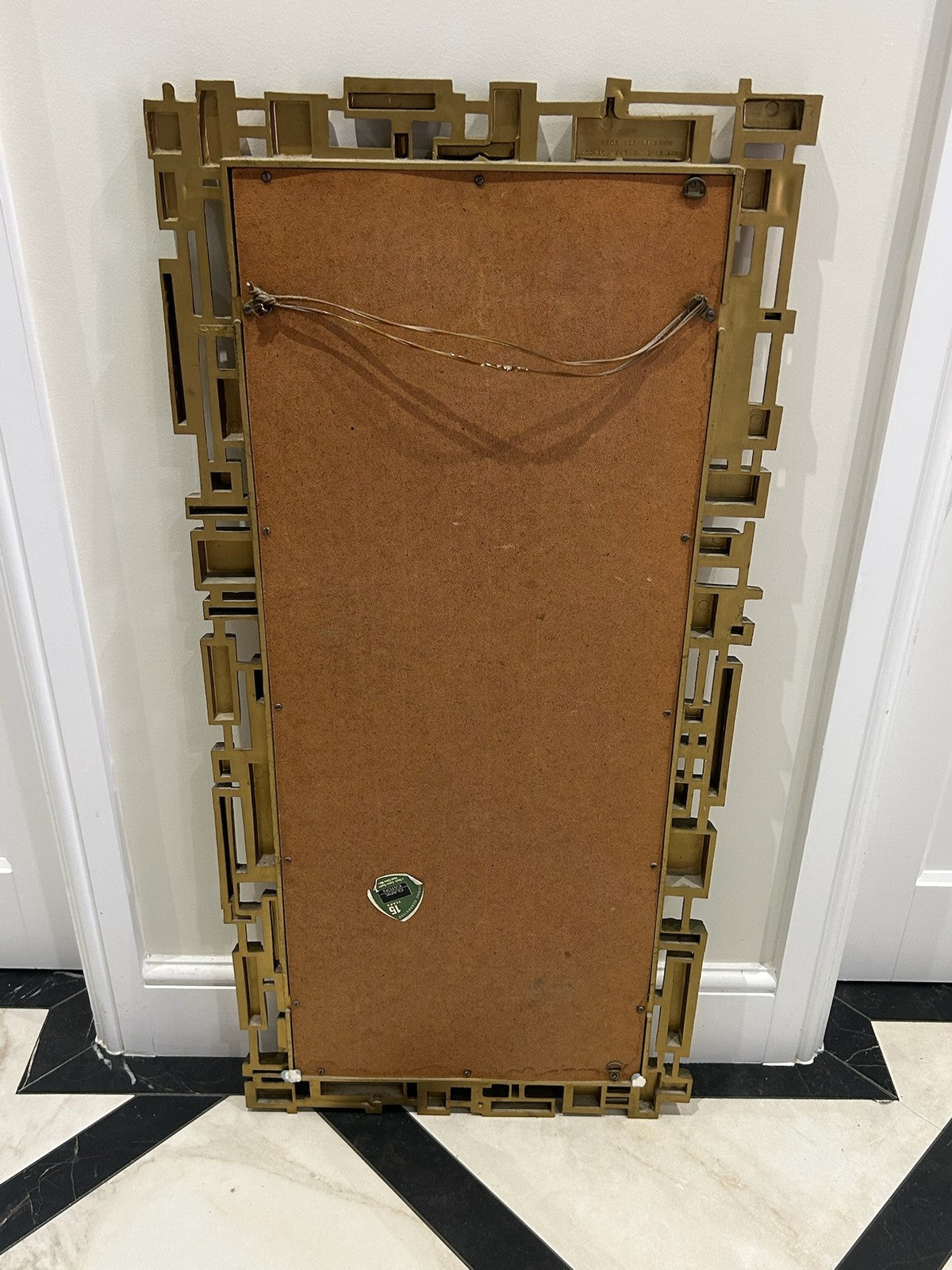 1970s Brutalist Mirror Syroco USA Mid Century Modern Hollywood Regency 106cm15