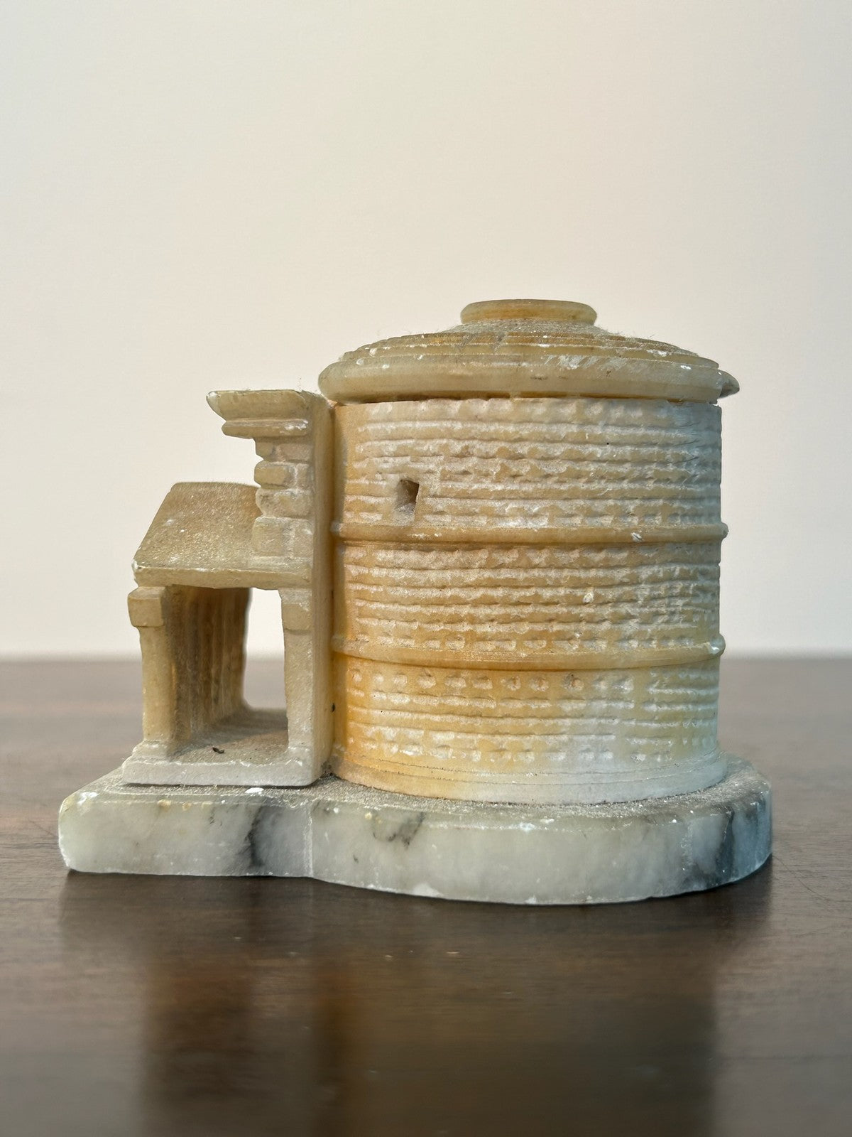 Grand Tour Carved Alabaster Model of the Pantheon Rome on Marble Base6