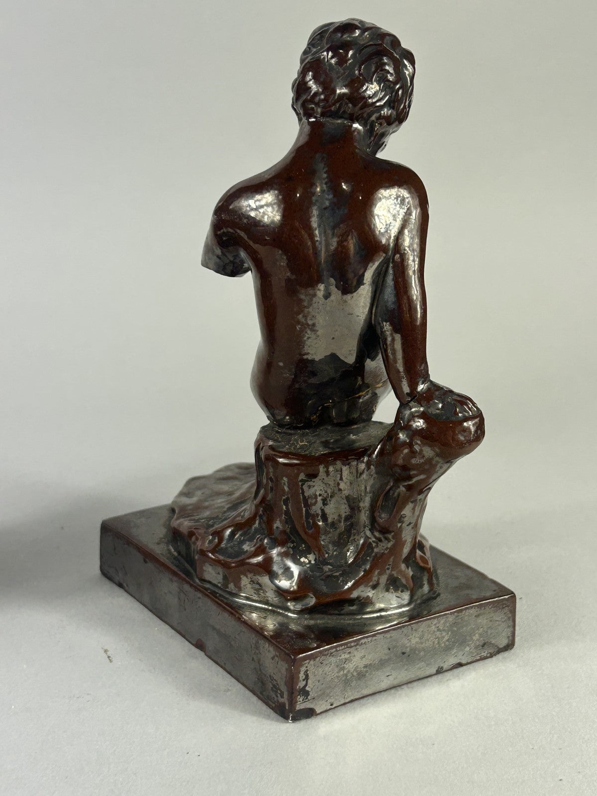 Early Staffordshire Silver Lustre Putti Figurine Pair, 18cm, Restored