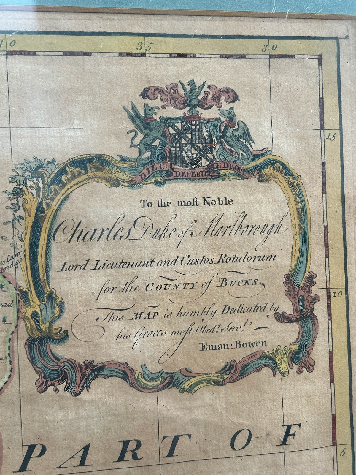 1756 Bowen Antique Map Buckingham Shire Hand Coloured Large English Atlas Framed10