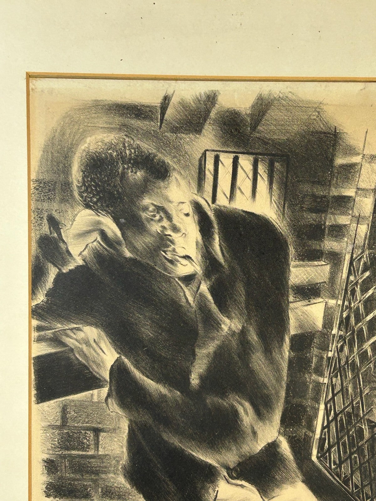 Nan Lurie Pencil Signed Lithograph City Window Figures 1930s WPA Federal Art2
