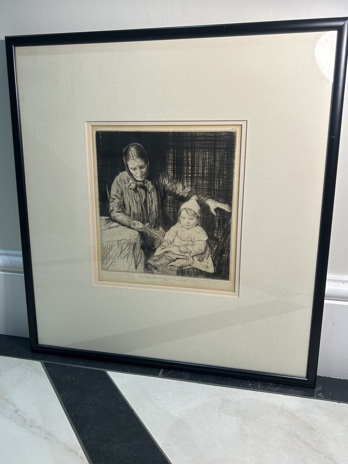 William LeeHankey — Drypoint Etching — Grandmother and Child1