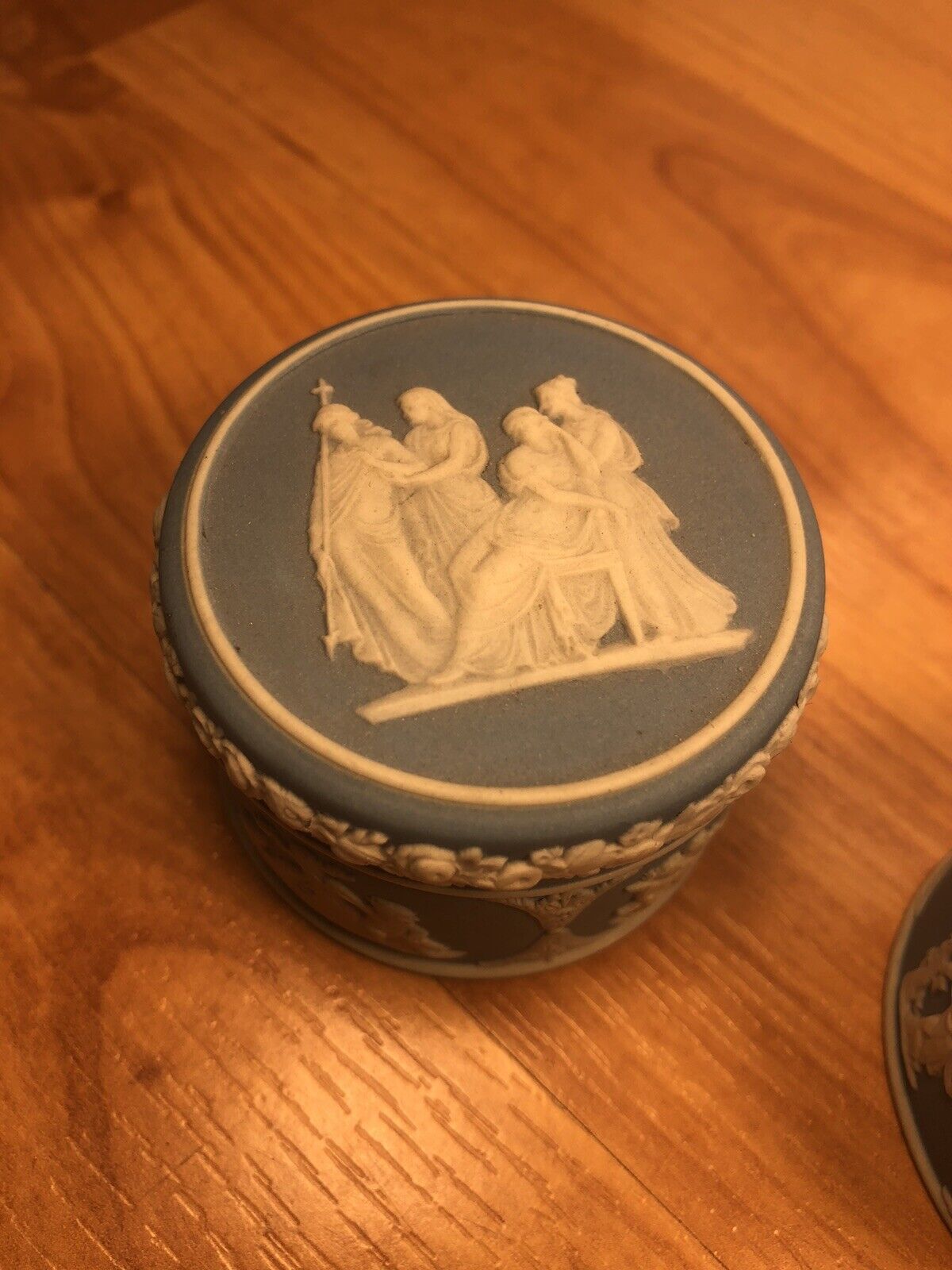 Pair light blue early wedgwood pill boxes - 19th century