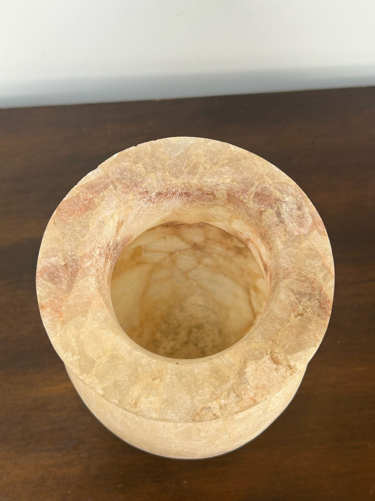 Egyptian Alabaster Hand Carved Vessel Urn Vase 15.5cm Antique Style6