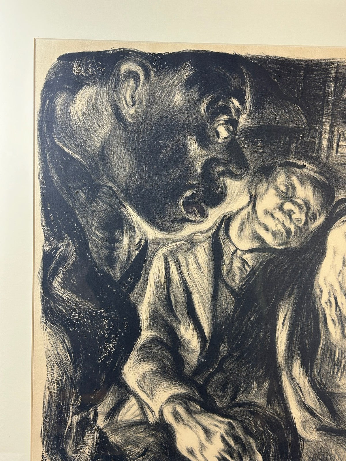 Nan Lurie Subway Scene Pencil Signed Lithograph 1930s WPA Federal Art Project1
