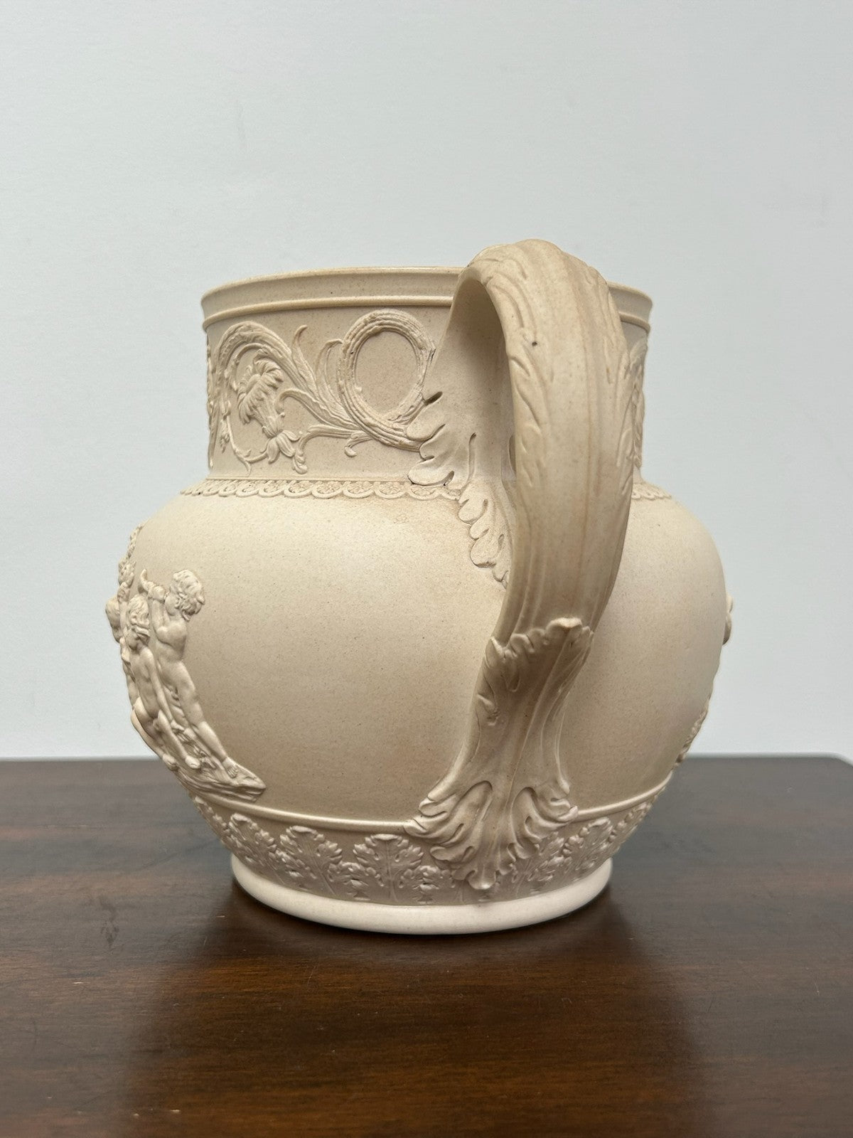 Turner Stoneware Jug 15cm Georgian c1800 Classical Relief Mask Spout Antique3