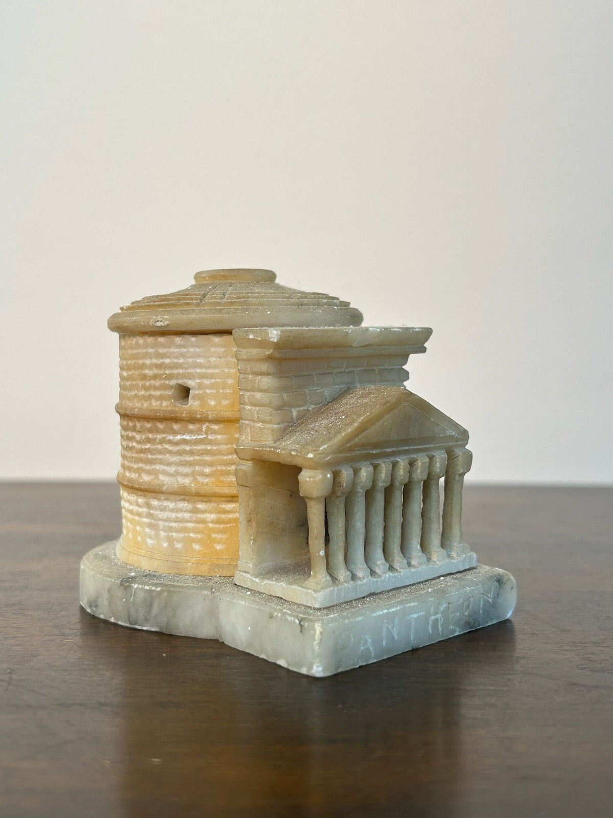 Grand Tour Carved Alabaster Model of the Pantheon Rome on Marble Base2