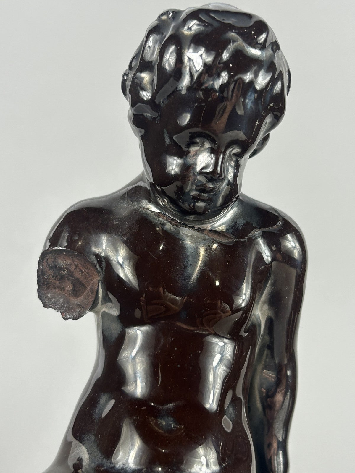 Early Staffordshire Silver Lustre Putti Figurine Pair, 18cm, Restored