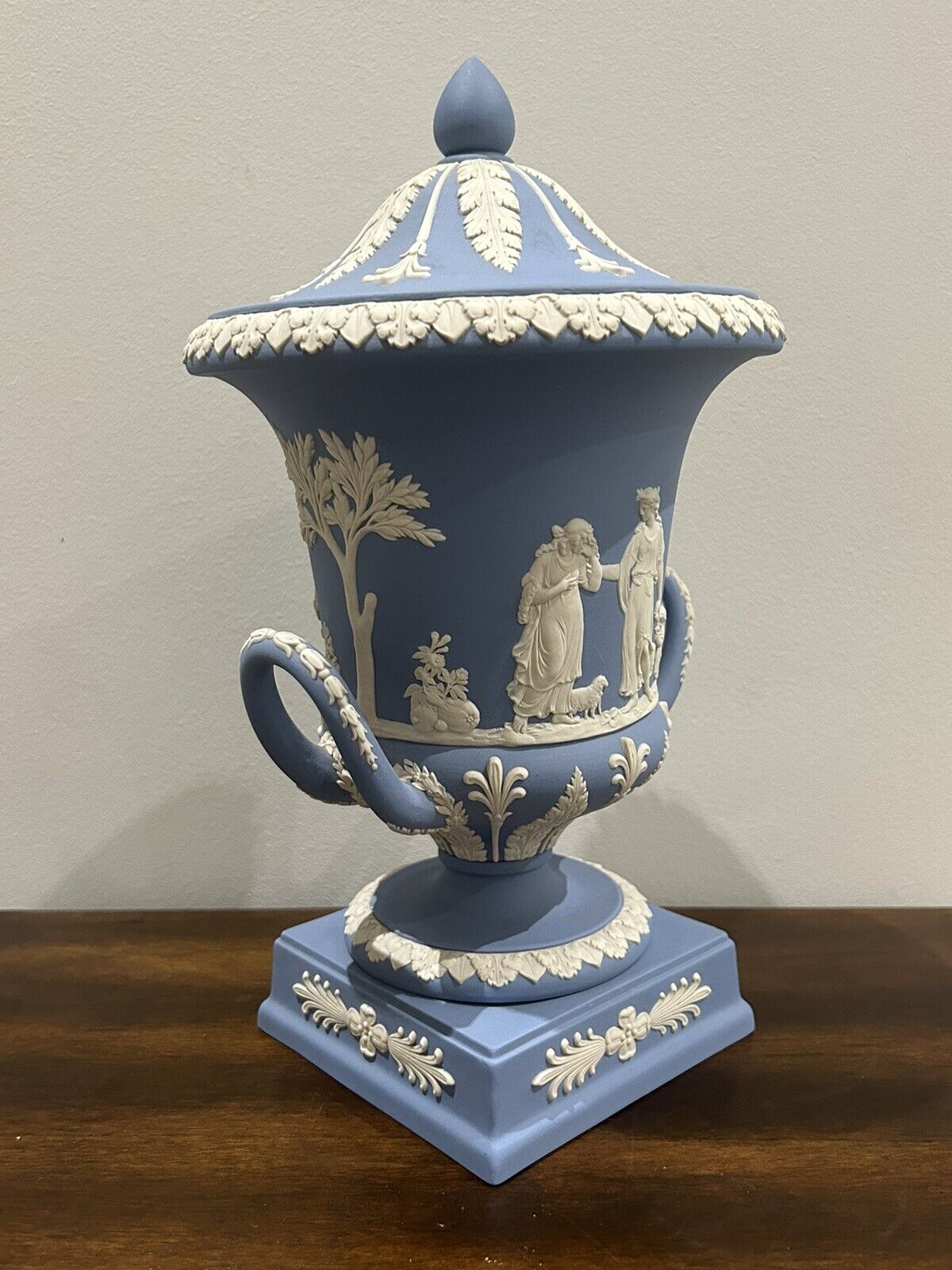 Wedgwood Blue Jasperware - Campagna Lidded Urn Vase