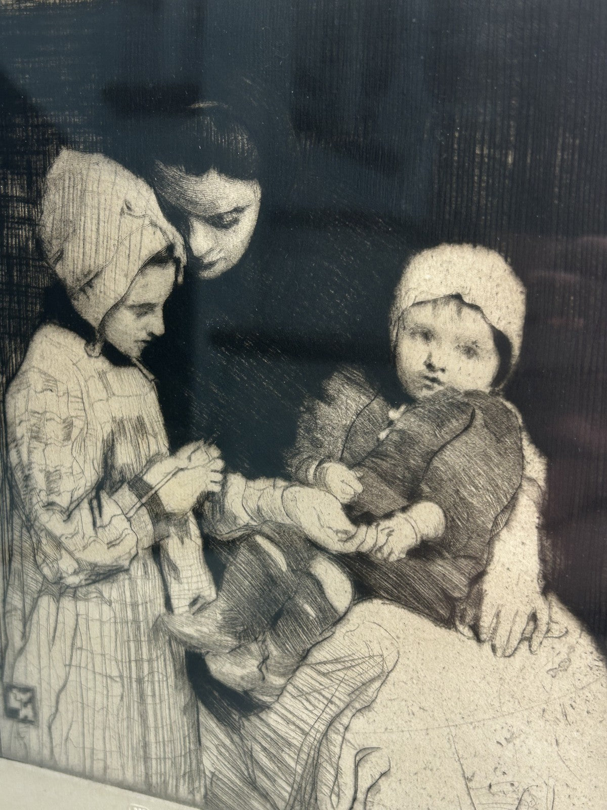 William LeeHankey — Drypoint Etching — Mother and Two Children3