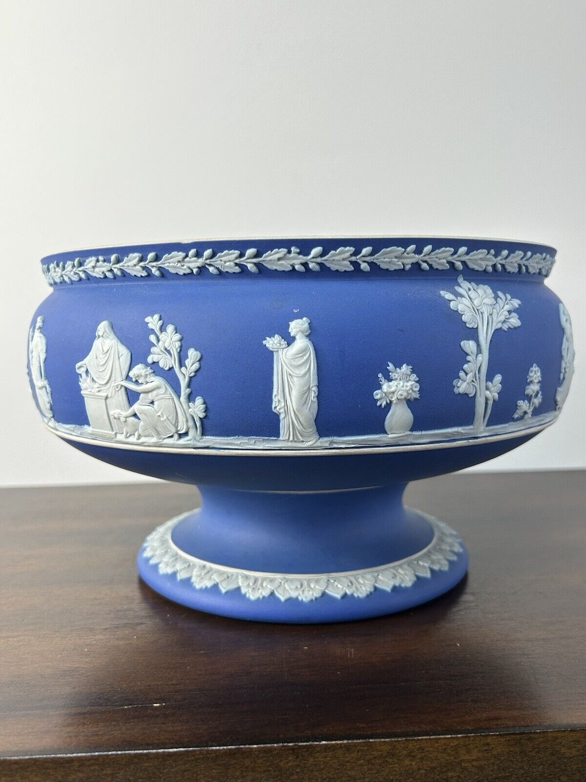 Wedgwood Jasperware Pedestal Bowl Vintage Blue Jasperware Wedgwood