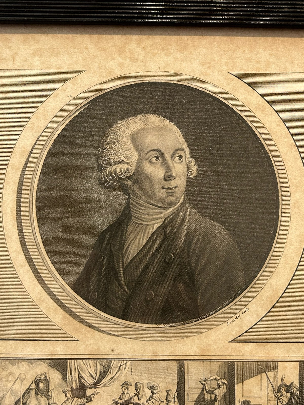 Lavoisier Antique French Revolution Aquatint Portrait Levachez 1799 Framed1