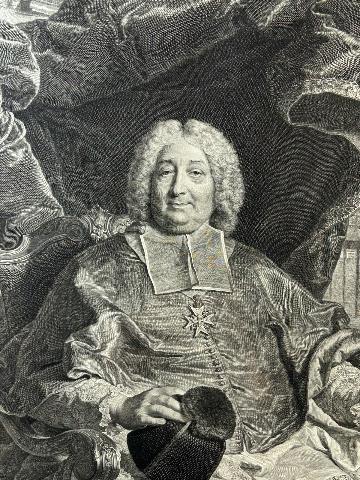 Claude Drevet after Rigaud 1736 Engraving Vintimille Archbishop of Paris Framed2