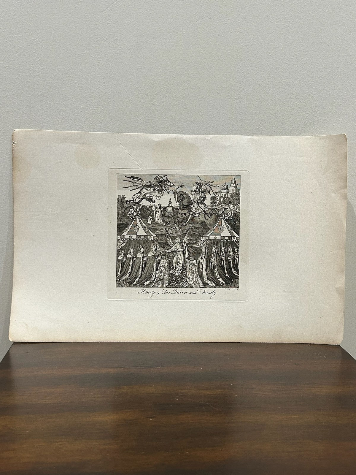 Antique 18th Century Engraving Henry V His Queen & Family by Charles Grignion0