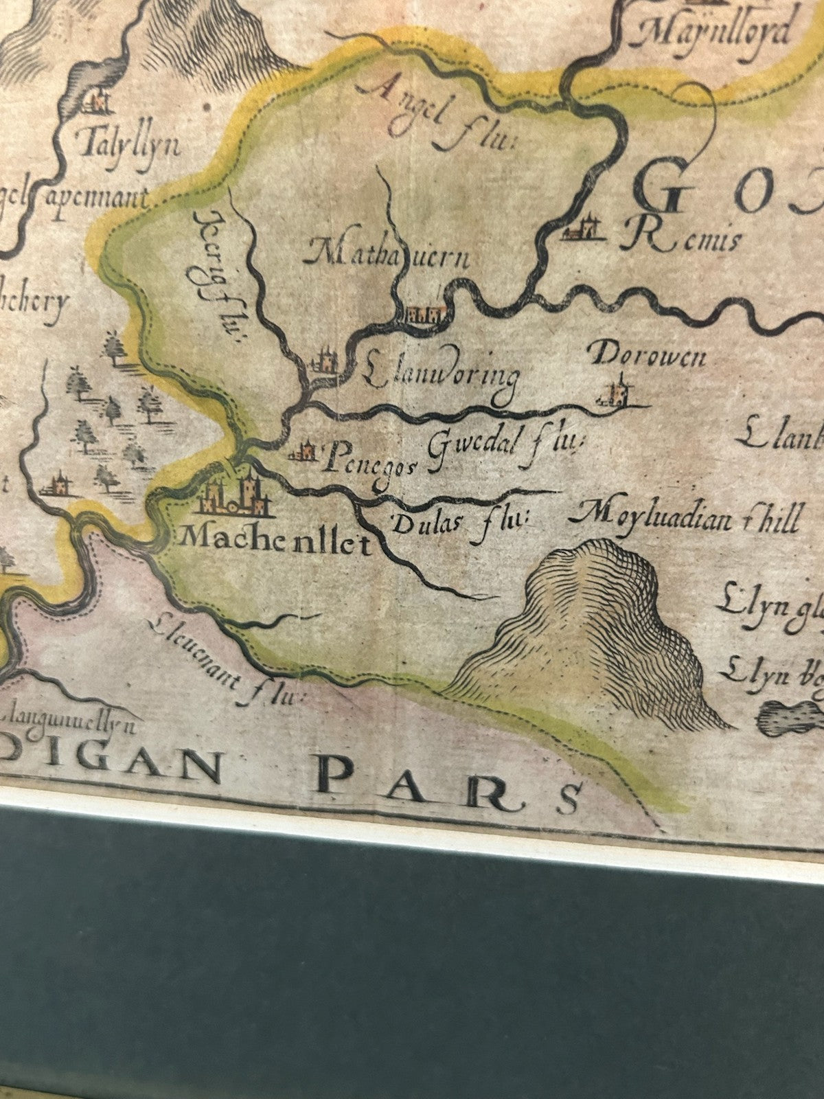 Saxton Kip Merioneth Antique Map Camden Britannia 17th Century Coloured Framed4