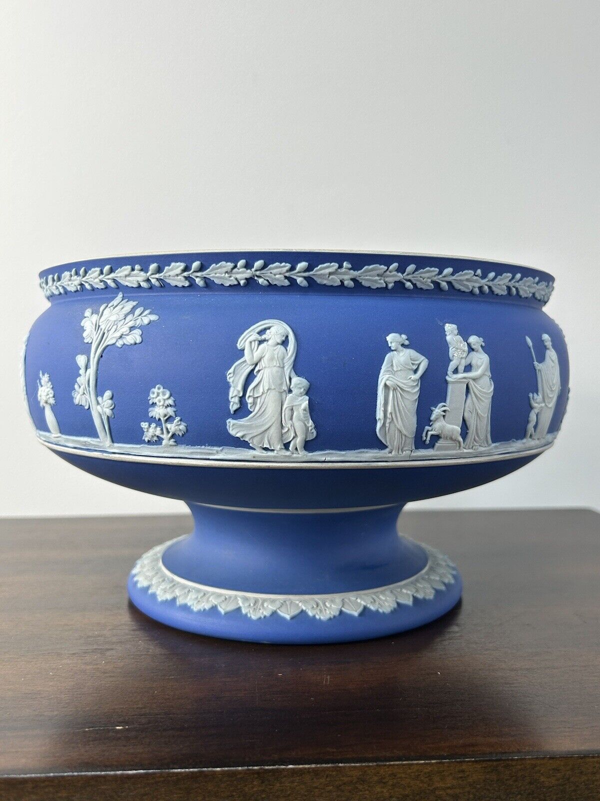 Wedgwood Jasperware Pedestal Bowl Vintage Blue Jasperware Wedgwood