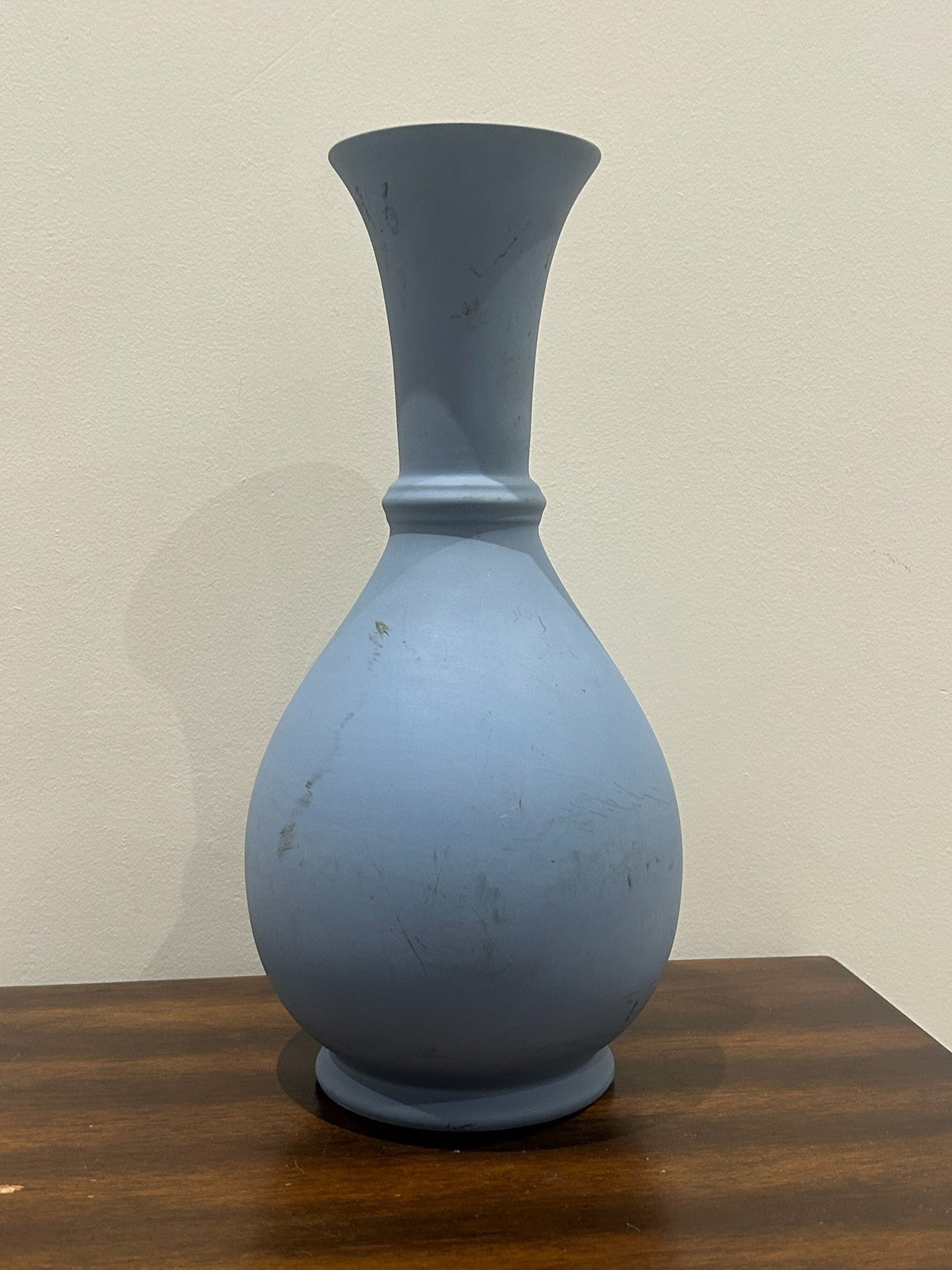 Camille Tharaud Limoges Blue Porcelain Vase White Relief Horseman2