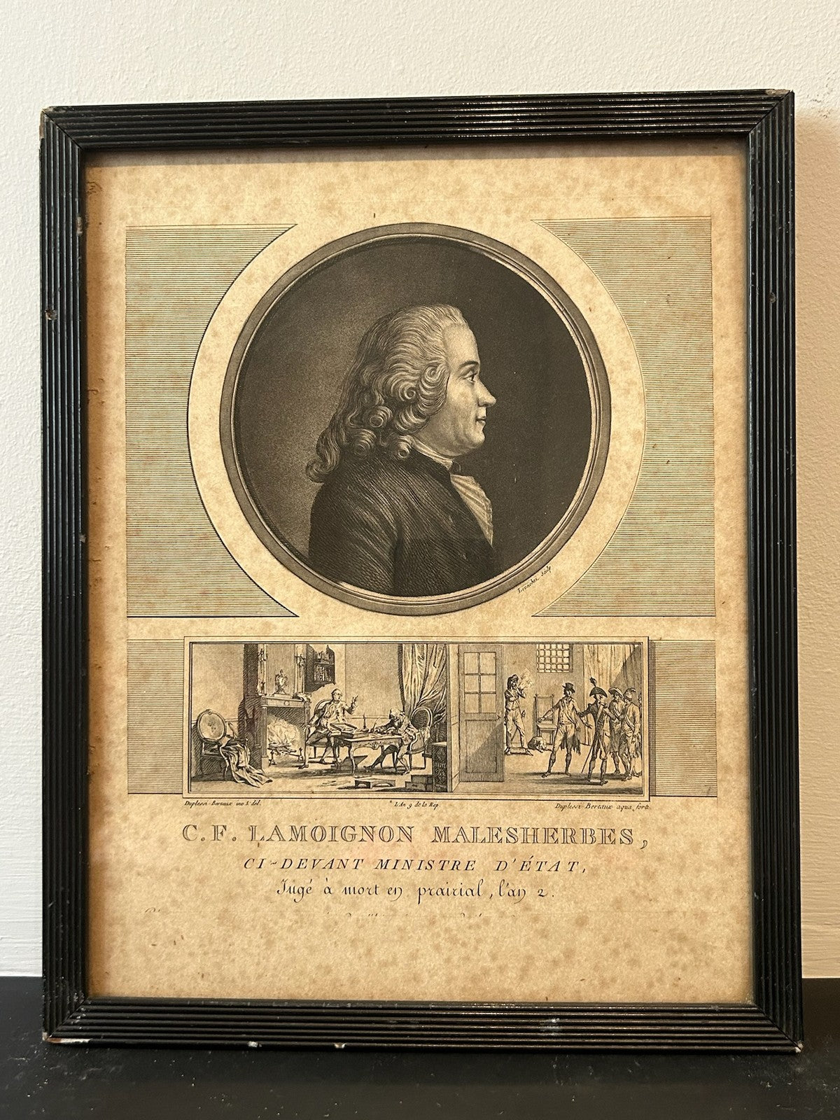 Malesherbes Louis XVI Defender French Revolution Aquatint Levachez Framed0
