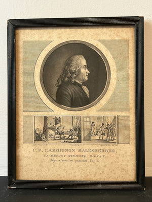 Malesherbes Louis XVI Defender French Revolution Aquatint Levachez Framed