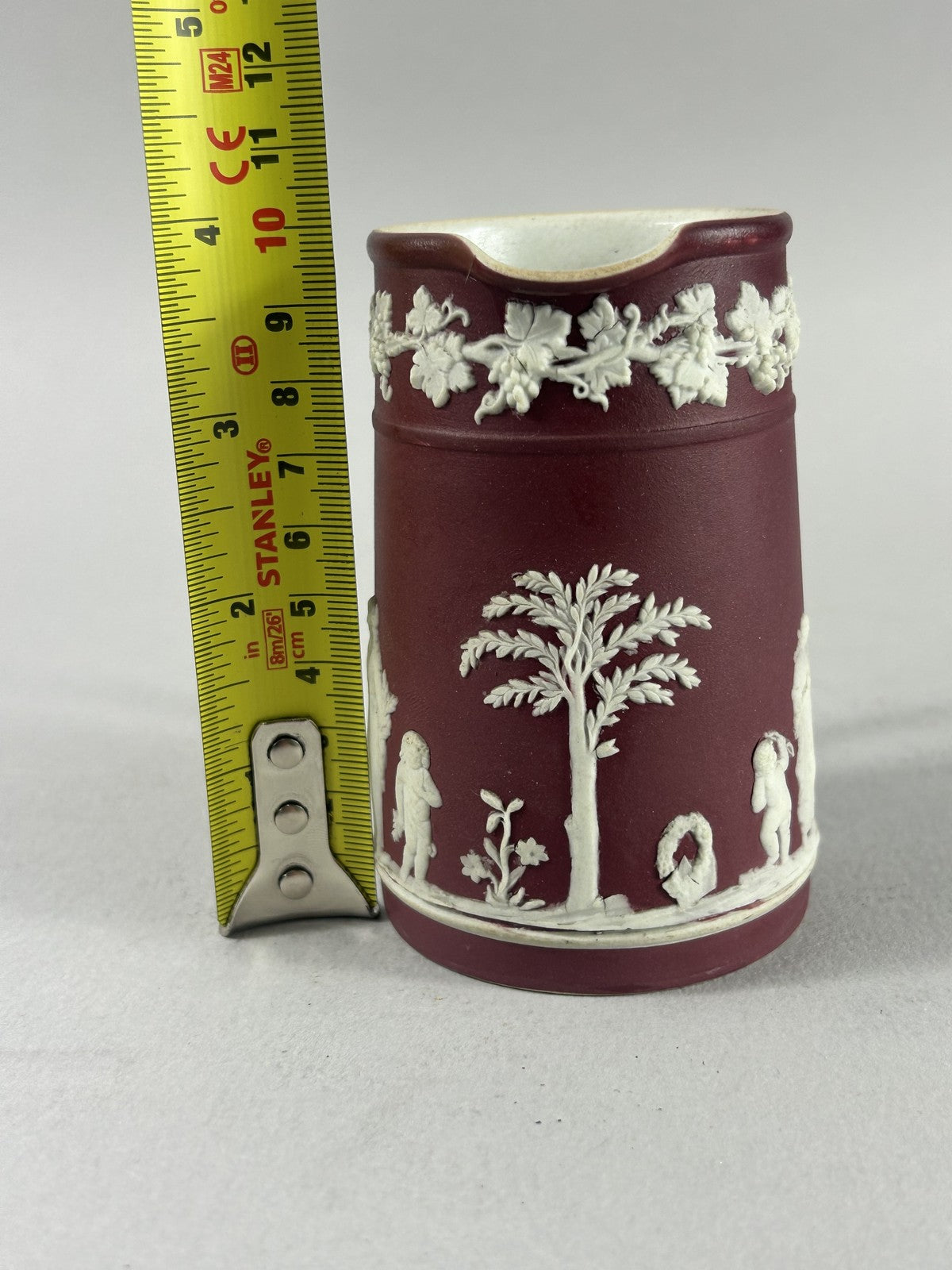 Antique Crimson Wedgwood Jasperware Classical Relief Pitcher Jug